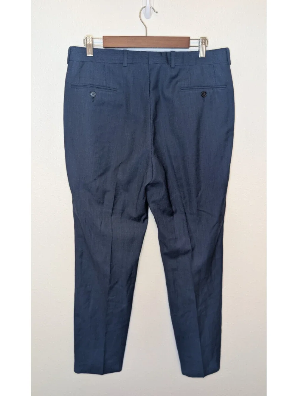 Lauren Ralph Lauren Mens Navy Blue Wool Blend Dress Pants Light Stretch 34x32